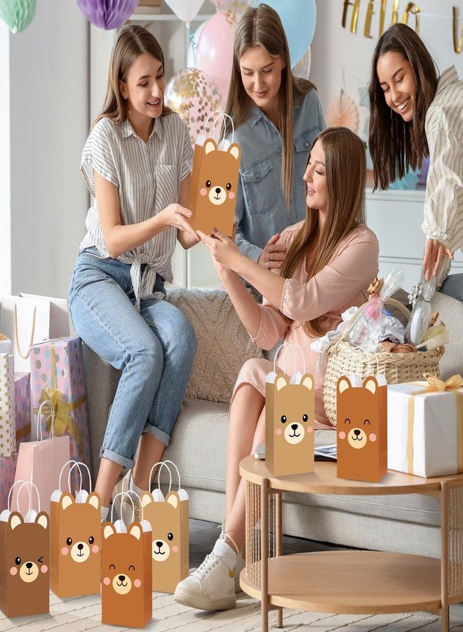 Justforjoyful 12 كيس هدايا لحفلات بطابع الدب البني، أكياس حلوى على شكل دب، مثالية لتزيين حفلات أعياد الميلاد، أكياس هدايا لطيفة على شكل دببة بمقبض، مناسبة لحفلات الأطفال بطابع الغابة، لوازم حفلات استقبال المولود الجديد للأطفال من الجنسين - Image 5